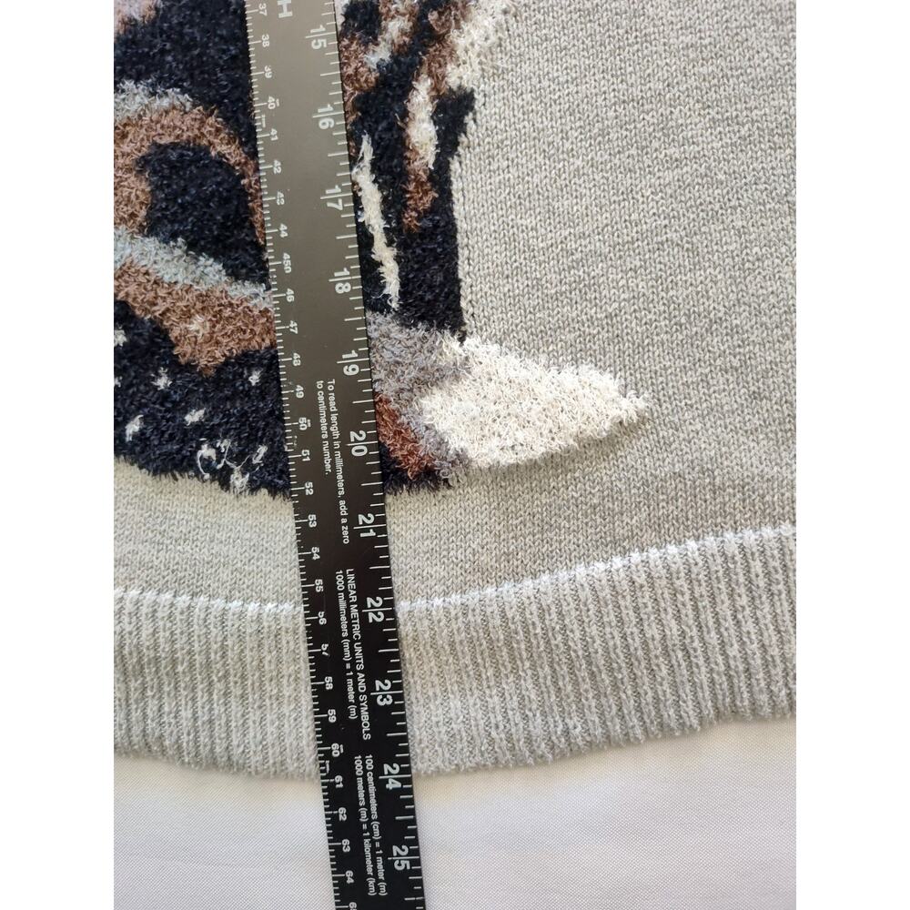 Lane Bryant Gray Animal Print Tight-Knit Crew Neck Fox Pullover Sweater 18 - Picture 8 of 11